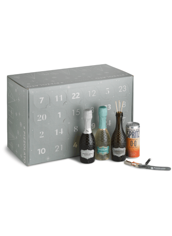 Calendario dell’Avvento del vino biologico Advent Bio di Cantina Pizzolato, con packaging sostenibile in carta FSC
